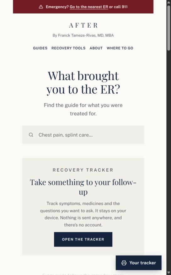 AFTER homepage screenshot from September 11, 2026, showing guide search and an introduction to the recovery tool.